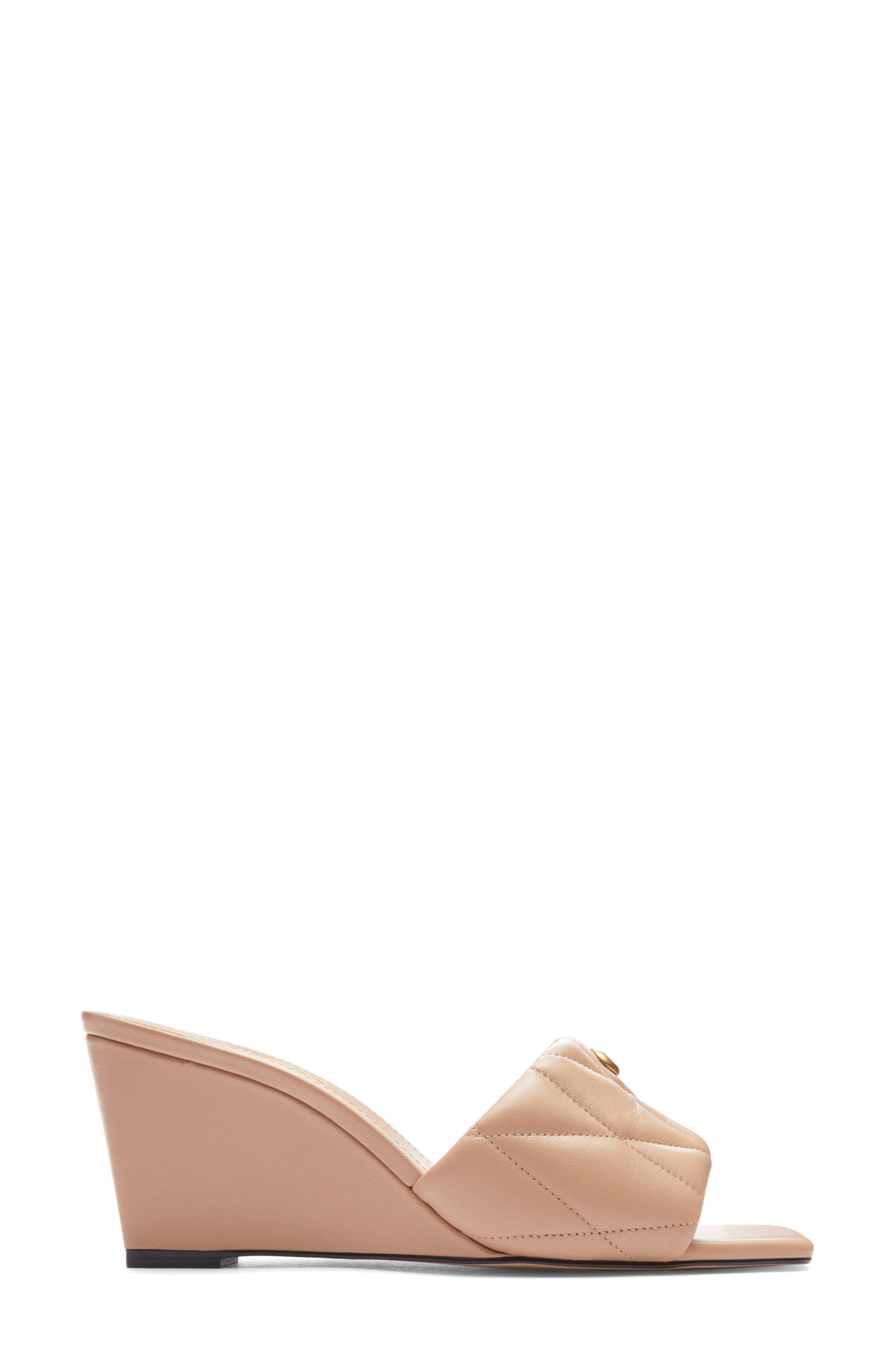 Emma Quilted Wedge Slide Sandal, Alternate, color, BUFF
