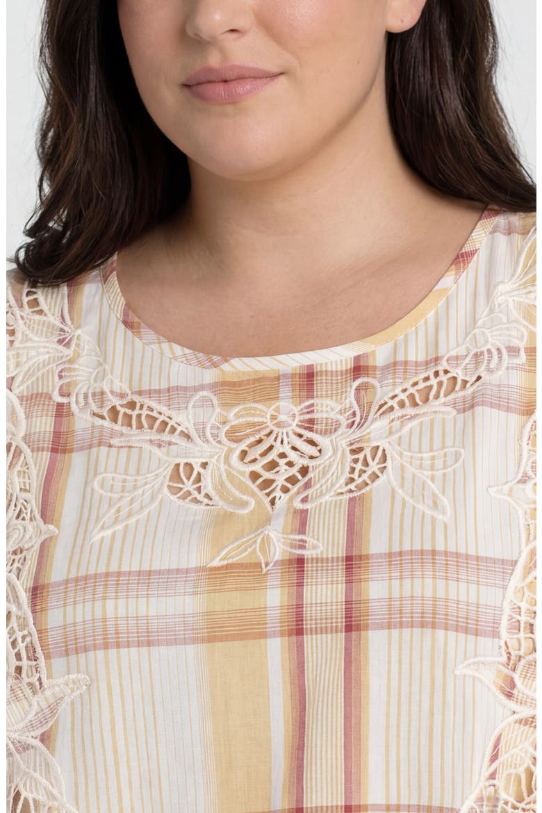 Embroidered Plaid Top, Alternate, color, GOLD MAUVE MLT