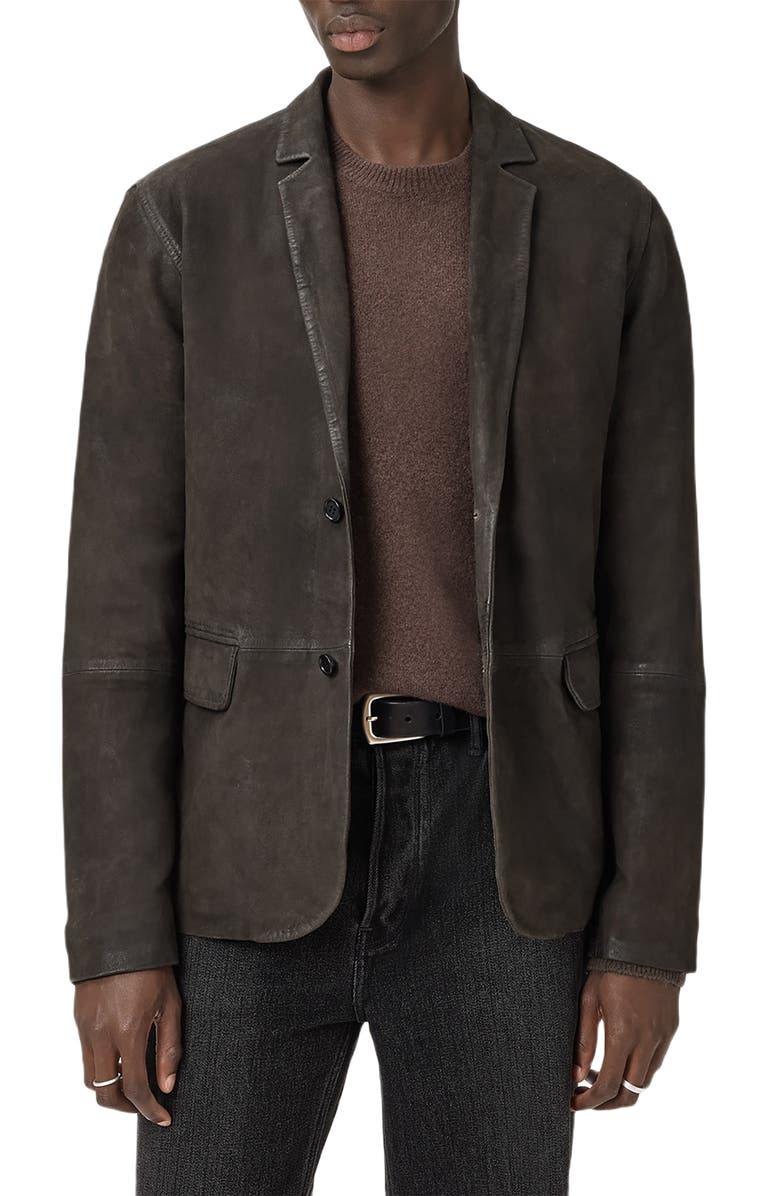 AllSaints Monet Waxed Suede Blazer, Alternate, color, Mole Brown