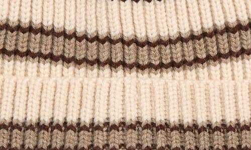 Rag & Bone Blake Stripe Wool Blend Rib Beanie In Brown