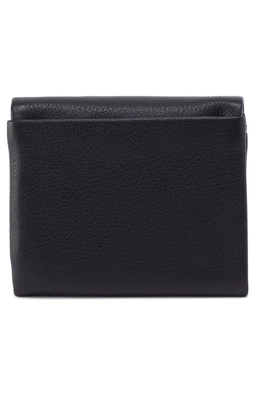 Hobo Medium Fern Leather Trifold Wallet In Black