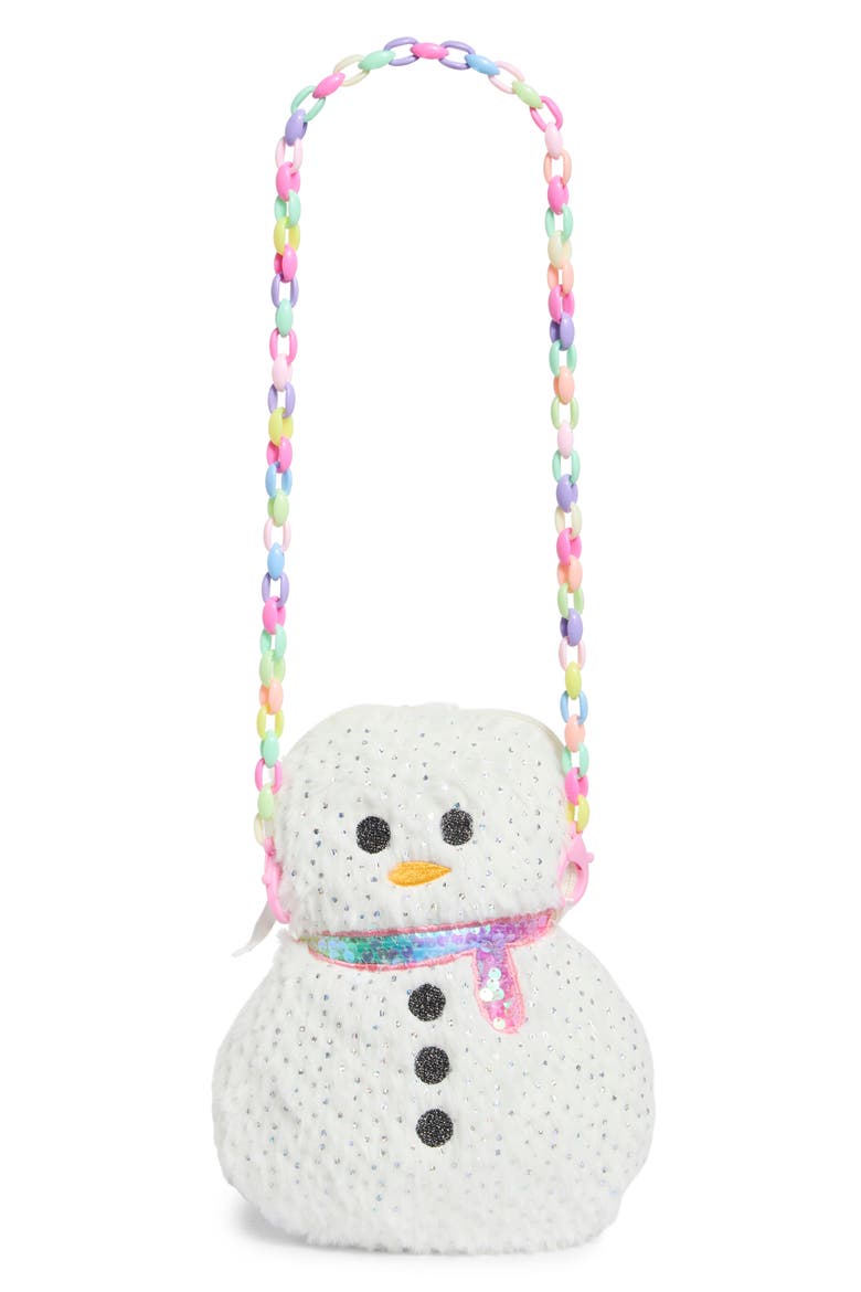 Kids' Snowman Olly Plush Handbag, Main, color, WHITE
