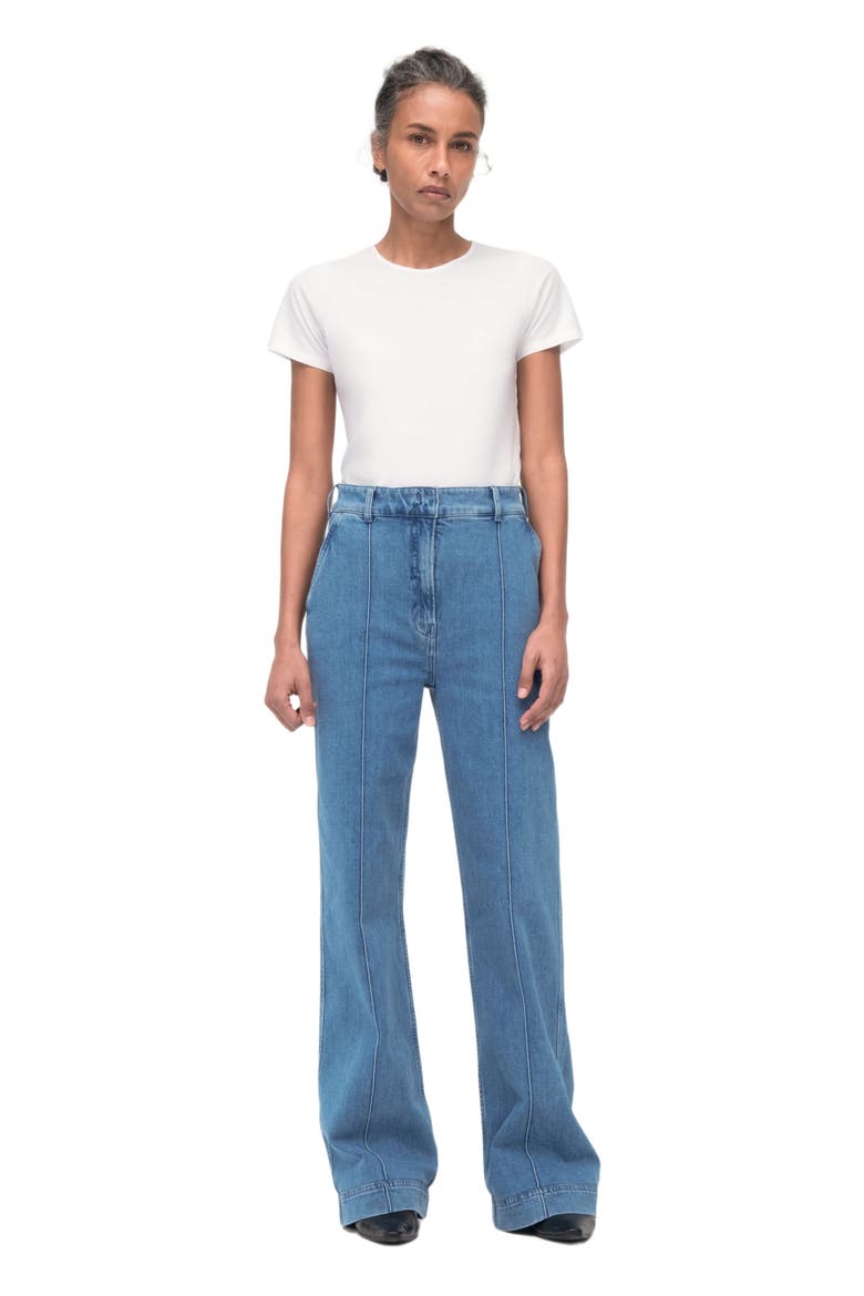 HIGH WAISTED DENIM TROUSER, Main, color, LIGHT BLUE WASH