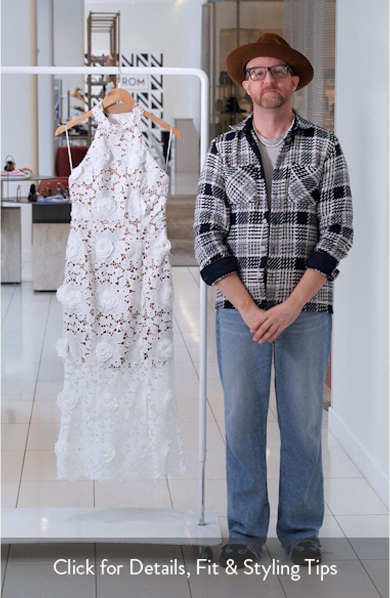 Daffodil Floral Appliqué Midi Cocktail Dress, sales video thumbnail