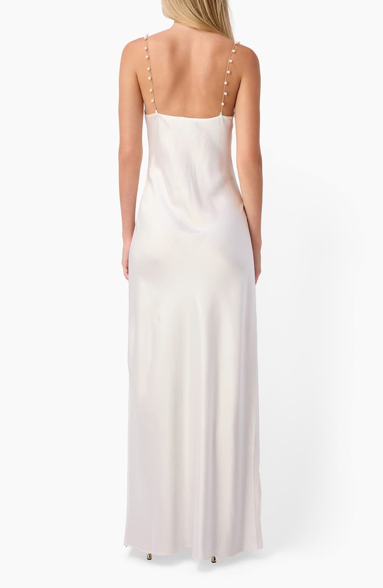 CAMI NYC Shallon Faux Pearl Strap Satin Gown, Alternate, color, White