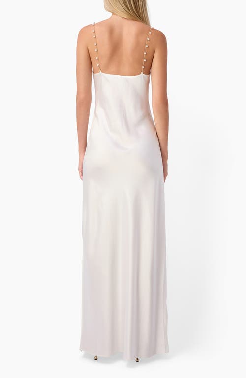 Cami Nyc Shallon Faux Pearl Strap Satin Gown In White