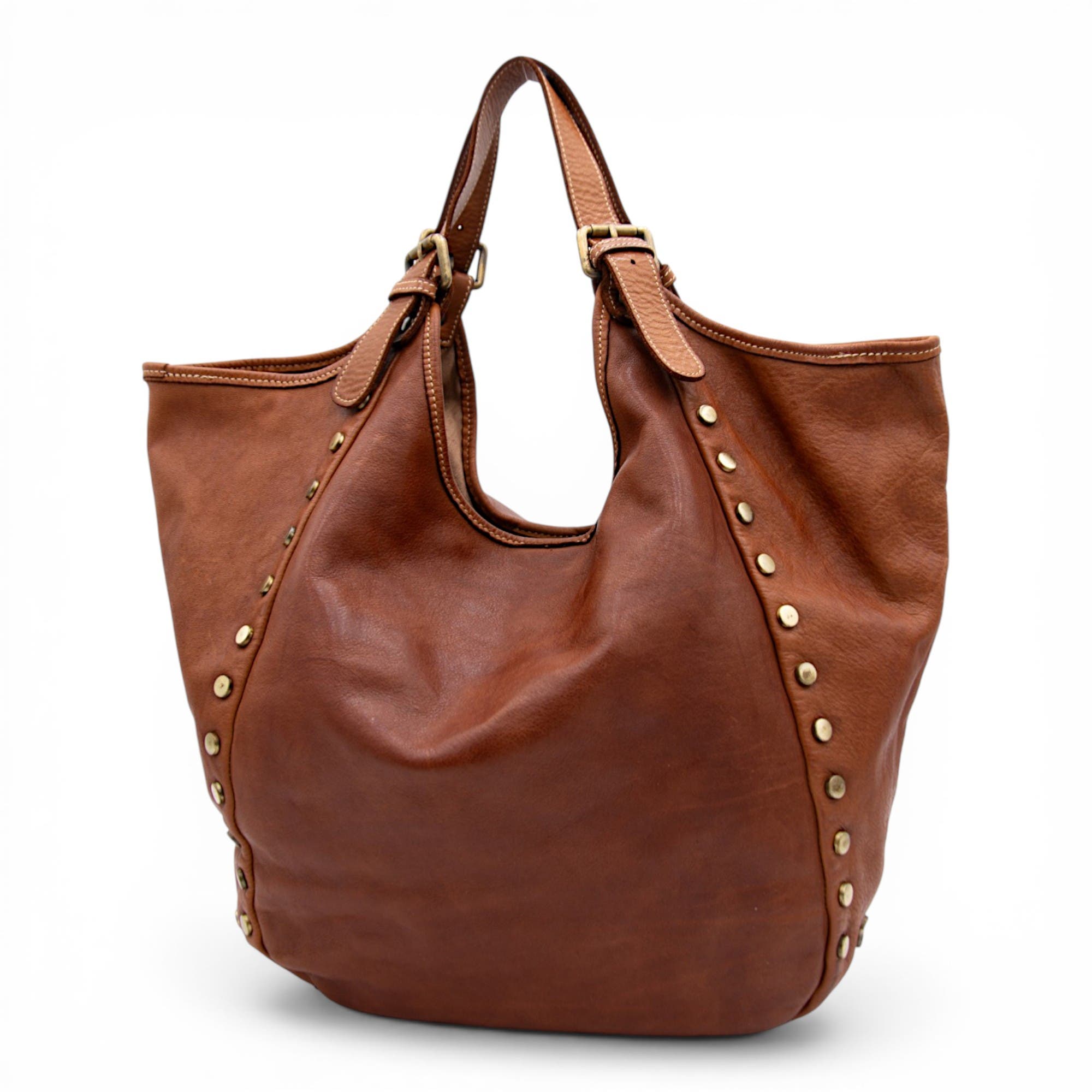 Slouchy Stud Tote, Alternate, color, Cognac