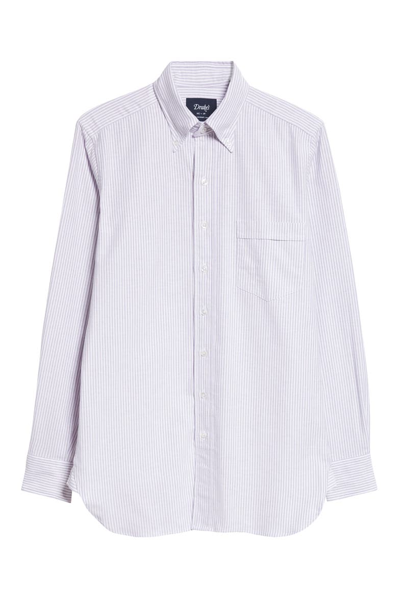 Ticking Stripe Oxford Button-Down Shirt, Alternate, color, 902 PURPLE