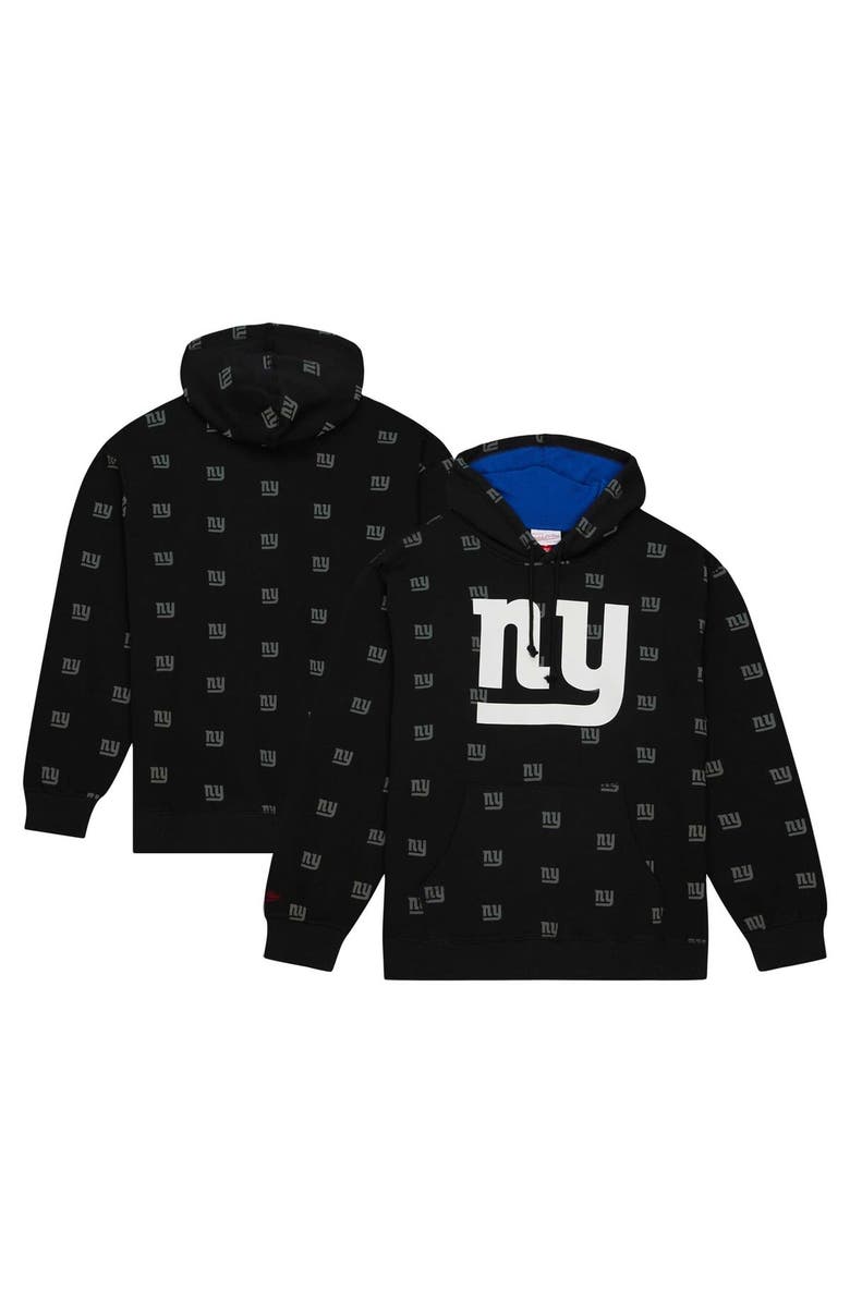 Mitchell & Ness Men's Mitchell & Ness Black New York Giants Allover Print Fleece Pullover Hoodie, Main, color, 