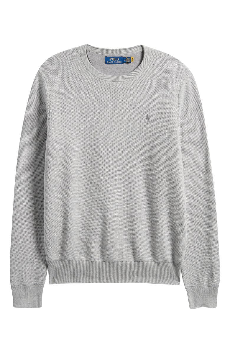 Polo Ralph Lauren Textured Cotton Crewneck Sweater, Alternate, color, Andover Heather