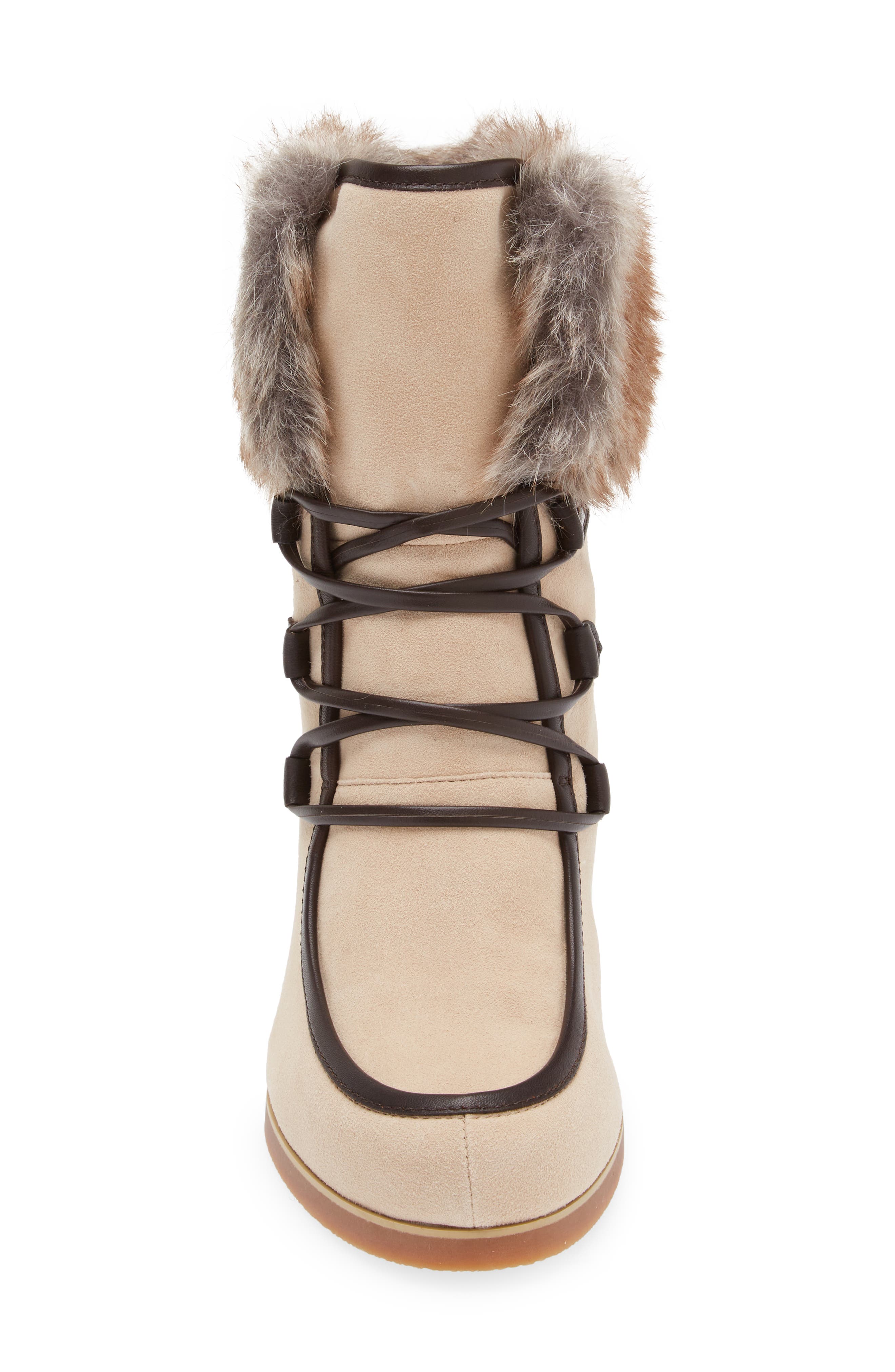 North Star Wedge Bootie, Alternate, color, BEIGE FAUX FUR