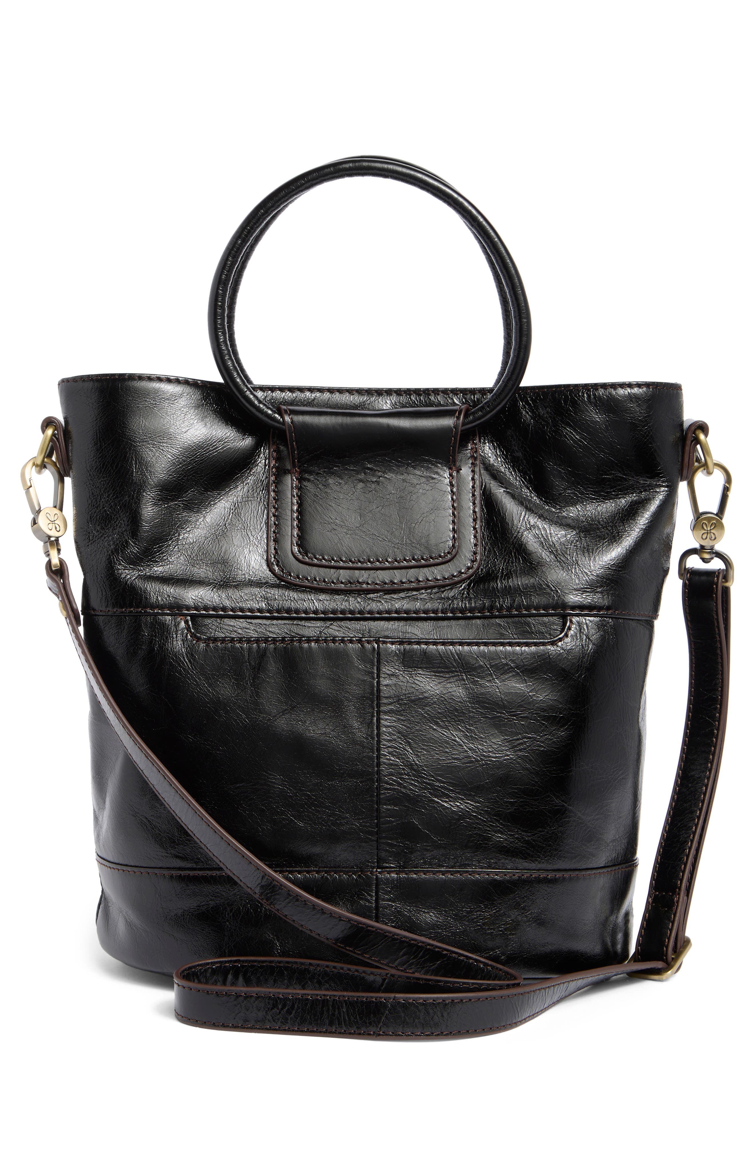 HOBO Sheila Leather Bucket Bag, Alternate, color, Black