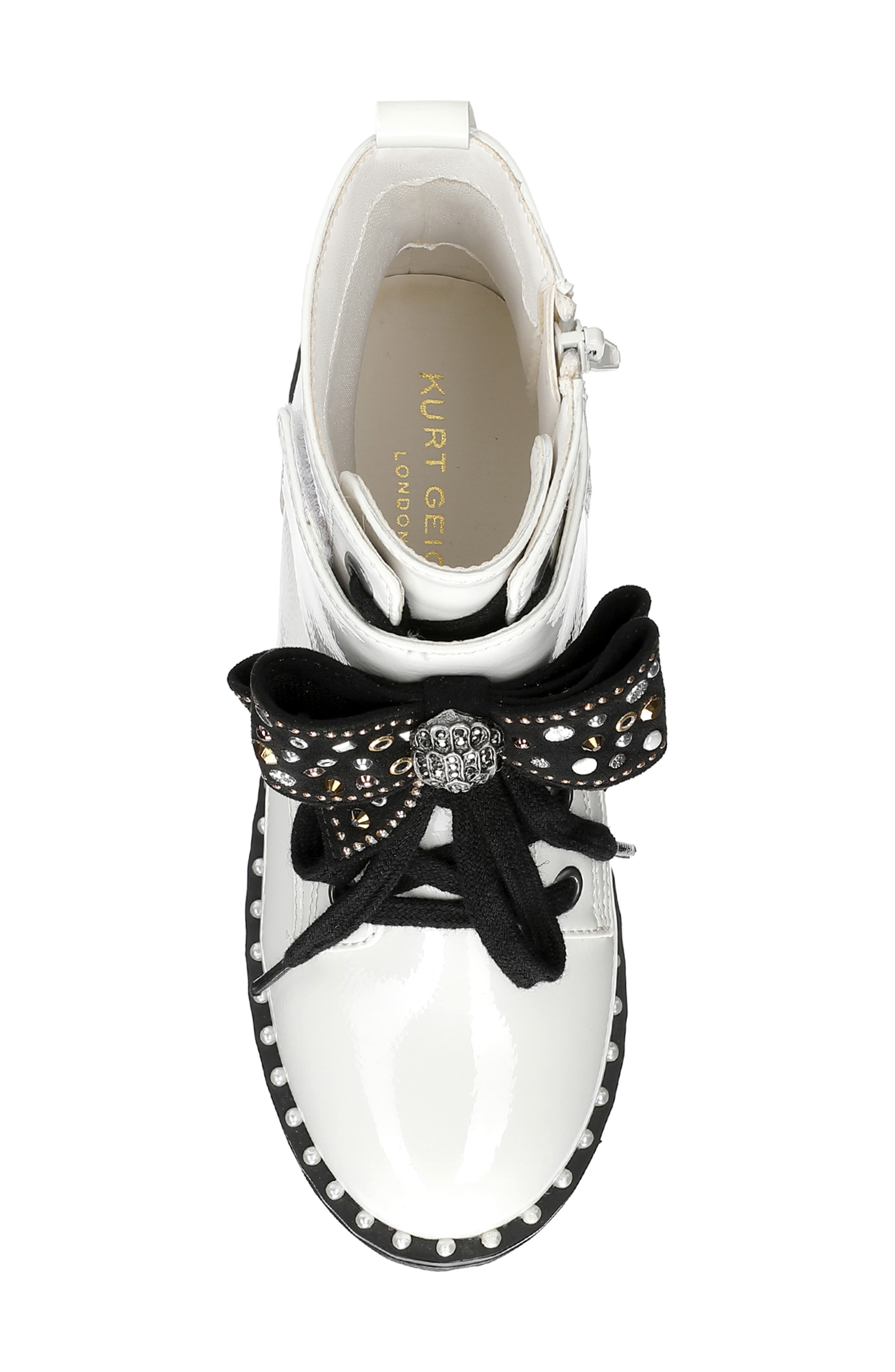 Kurt Geiger London Kids' Kensington Combat Boot, Alternate, color, Bone Patent