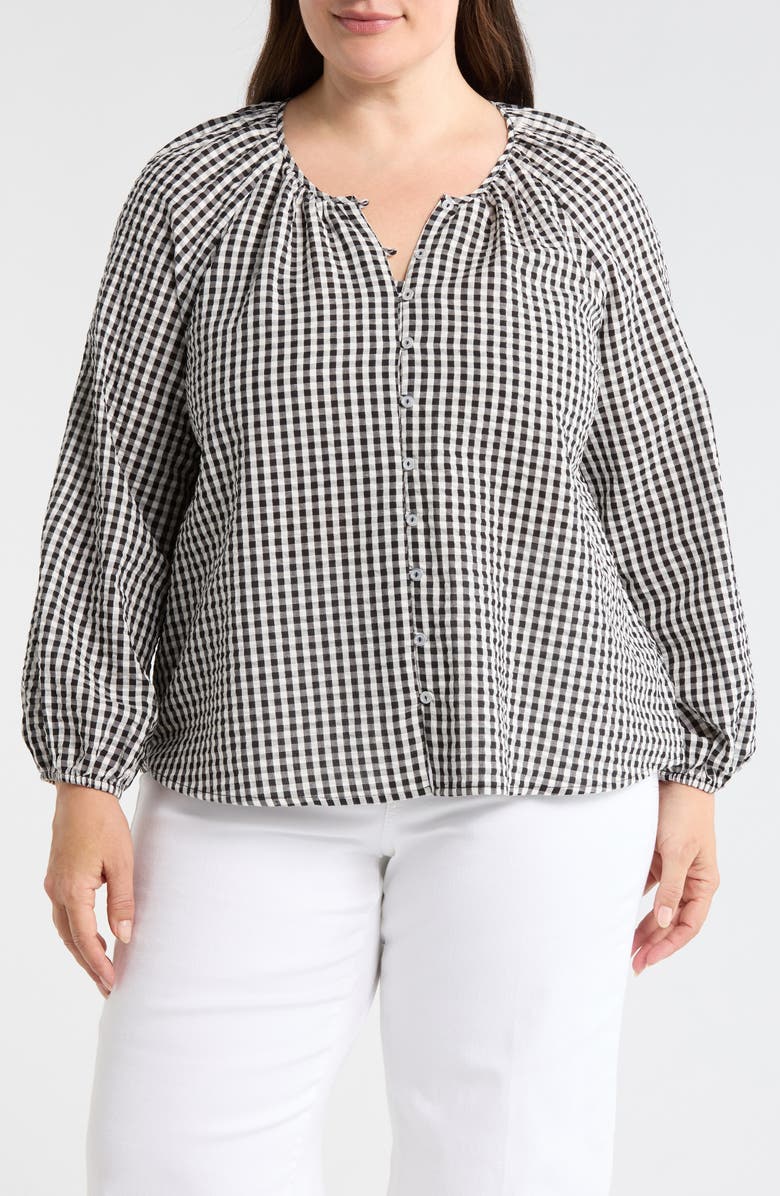 Sanctuary Perfect Gingham Button-Up Shirt, Main, color, Black
