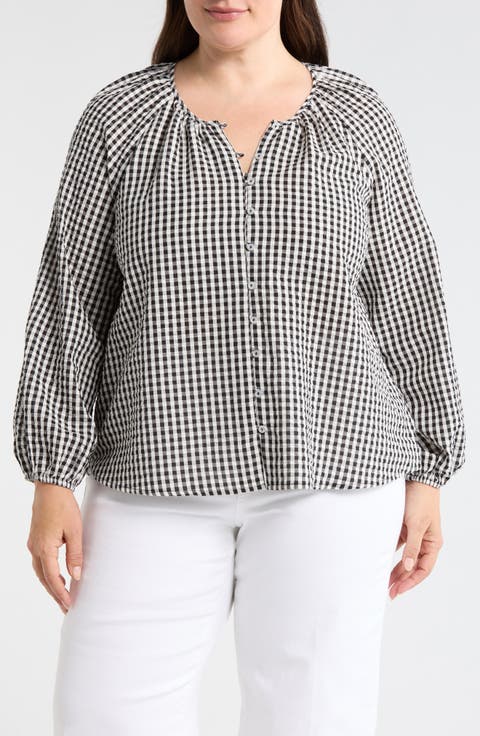 Perfect Gingham Button-Up Shirt (Plus Size)