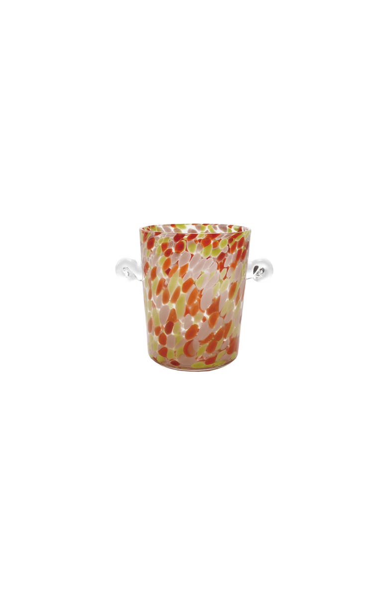 Storied Home 3.5-Quart Confetti Glass Ice Bucket with Handles, Orange, Pink and Yellow, Main, color, Pink