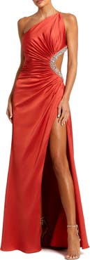 Mac Duggal Jewel Embellished Side Cut Out Gown