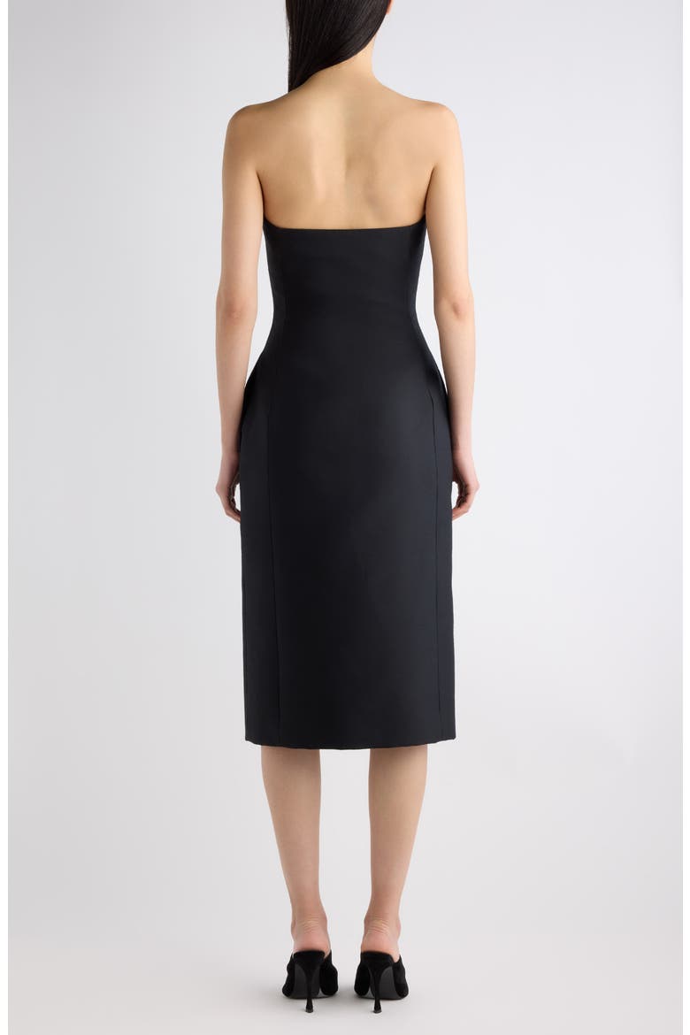 Bustier Wool & Silk Blend Strapless Cocktail Dress, Alternate, color, 1000 BLACK
