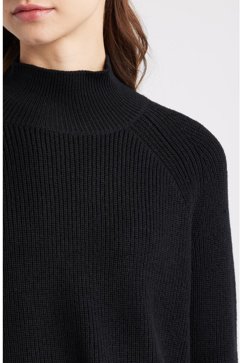 Raglan Sleeve Merino Wool Turtleneck Sweater, Alternate, color, BLACK