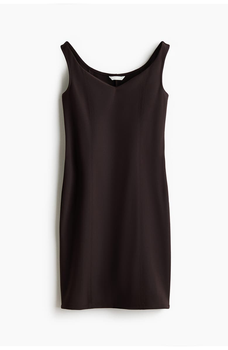 H&M Off-the-shoulder jersey dress, Alternate, color, Dark Brown