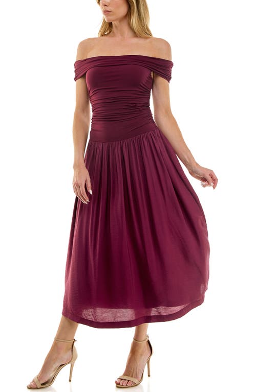 Socialite Off-the-shoulder Mix Media Midi Dress