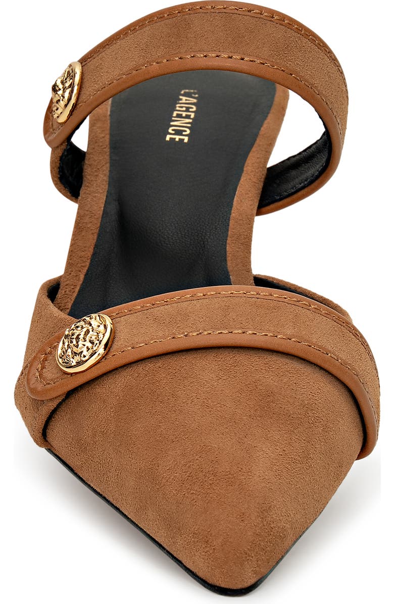 L'AGENCE Gilliane Mary Jane Pointed Toe Kitten Heel Mule, Alternate, color, Sand Suede