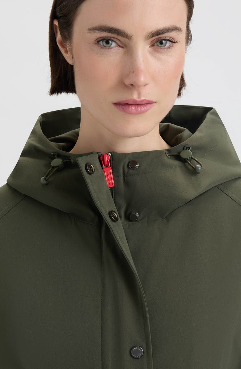 Hunter Violet Hooded Long Trench Coat, Alternate, color, Hunter Green