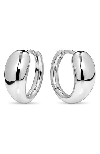 Devata Teardrop Hoop Earrings In Silver
