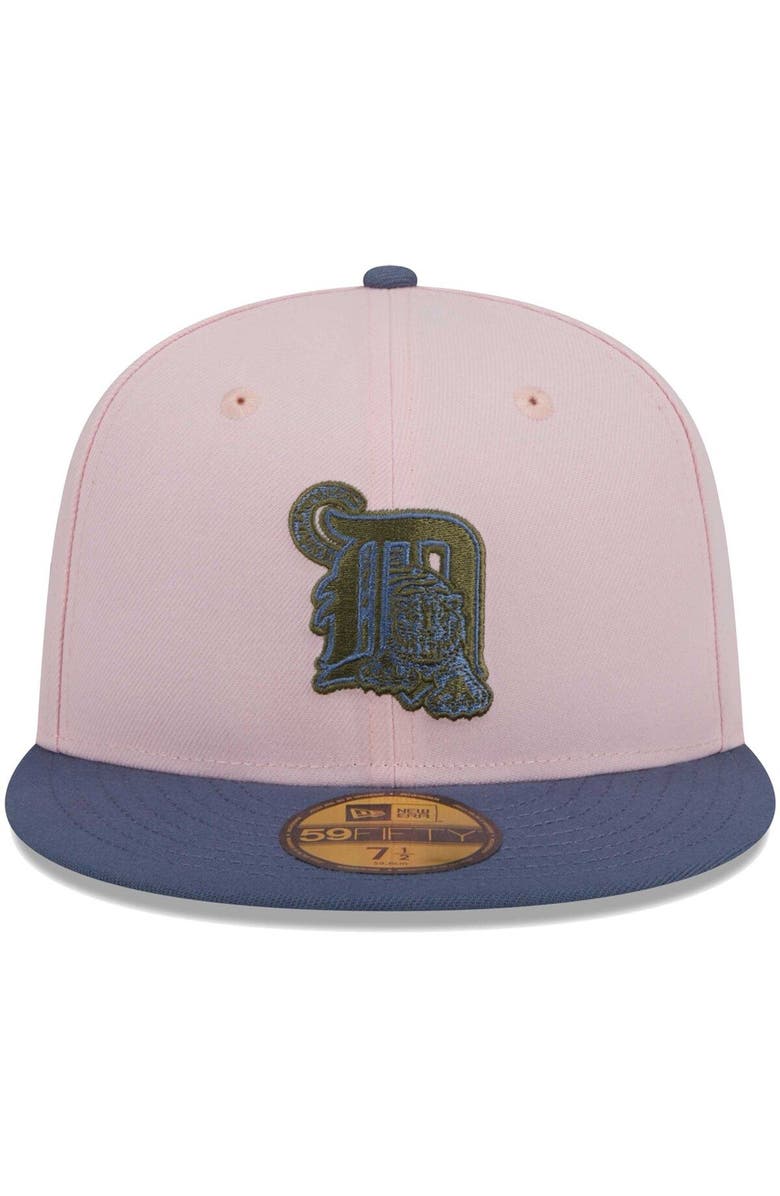 New Era Men's New Era Pink/Blue Detroit Tigers  Olive Undervisor 59FIFTY Fitted Hat, Alternate, color, 