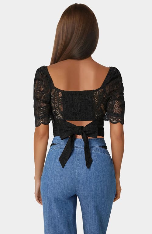 Bebe Puff Sleeve Lace Top In Black