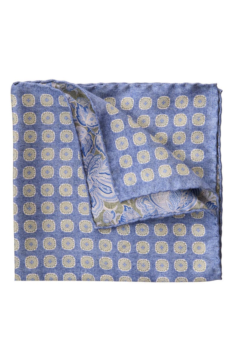 Elizabetta Assisi - Double Sided Silk Pocket Square for Men, Main, color, Sky Blue