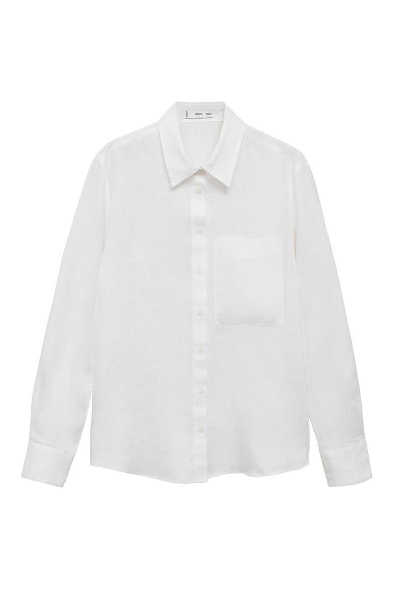 Linen Button-Up Shirt, Alternate, color, NATURAL WHITE
