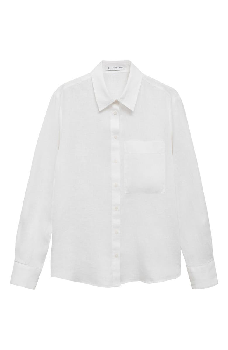 MANGO Linen Button-Up Shirt, Alternate, color, Off White