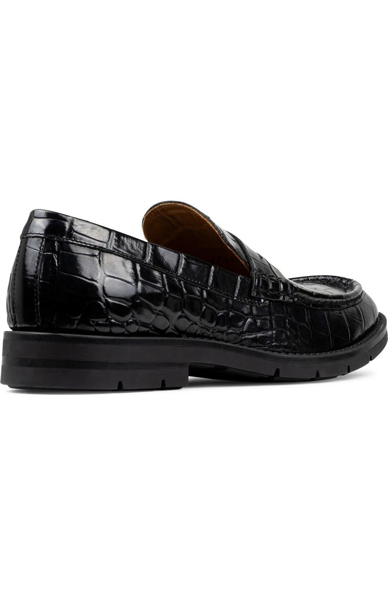 Donald Pliner Caiden Croc Embossed Penny Loafer, Alternate, color, Black