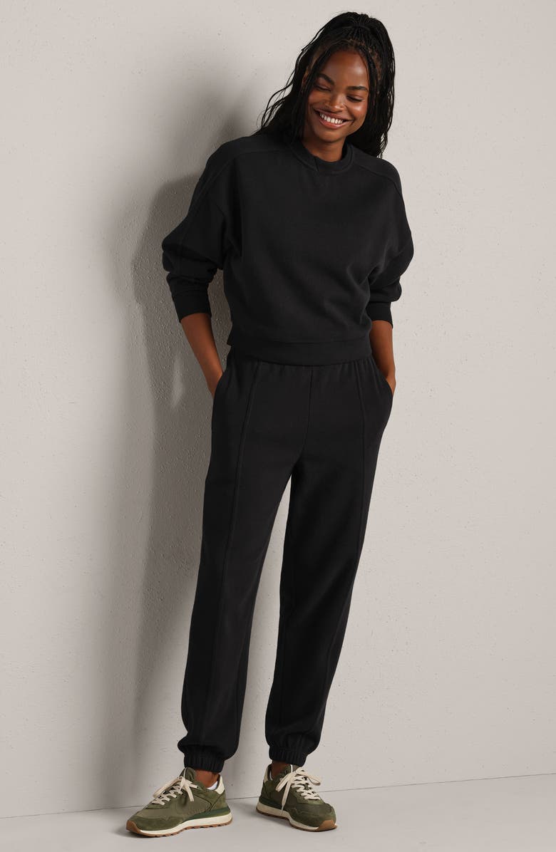 Rhone Signature Crewneck Cotton Blend Rib Sweatshirt, Alternate, color, Pure Black