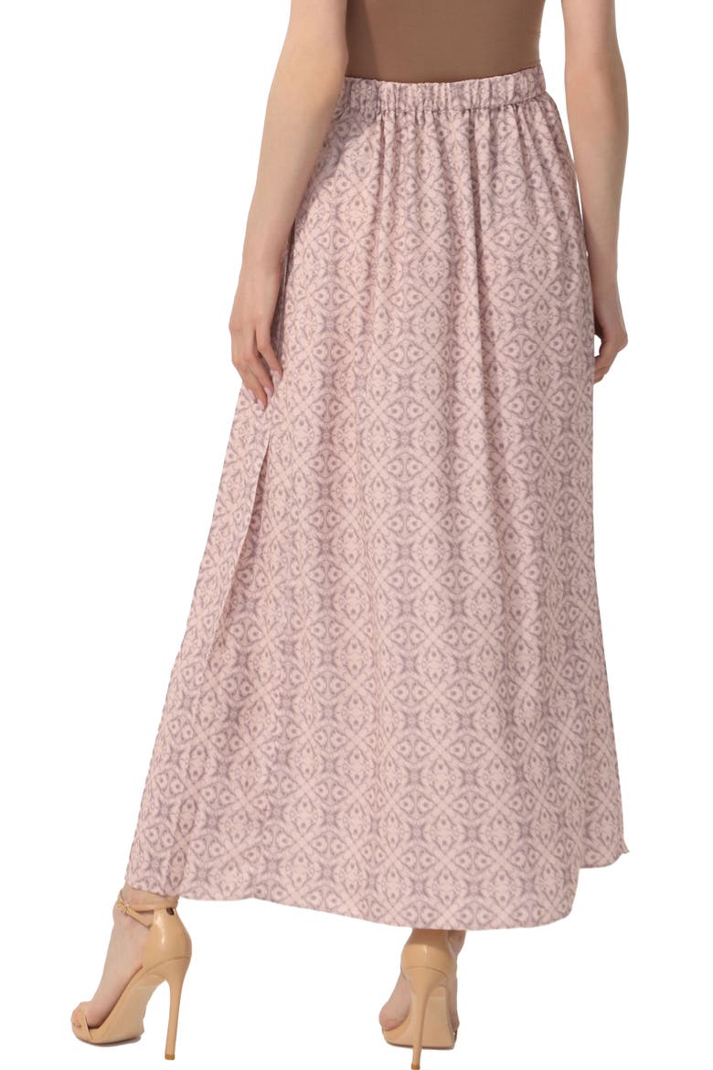 Women's Print Box Pleat Maxi Skirt, Alternate, color, Violet