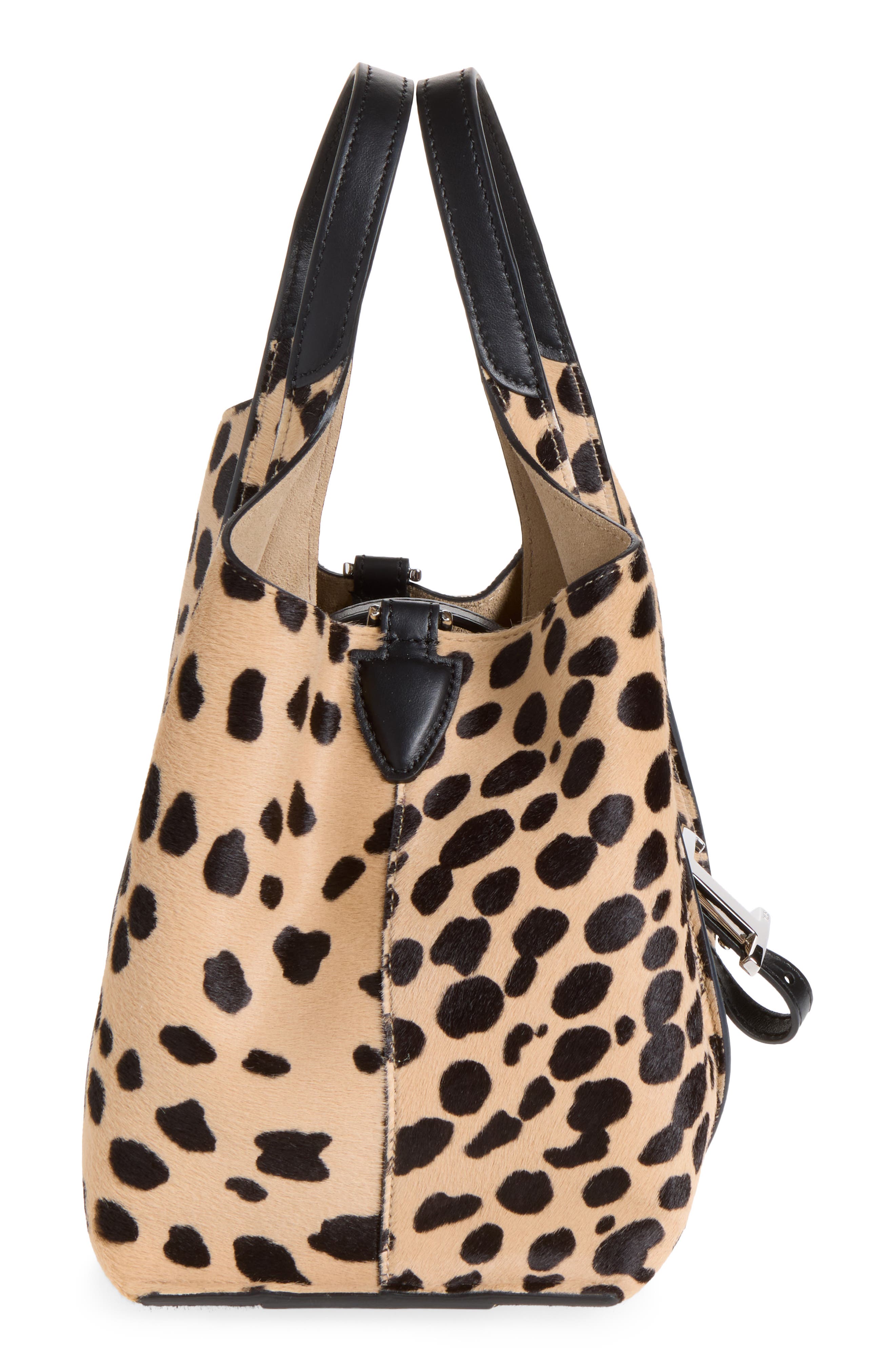 Mini T Timeless Calf Hair Shopping Tote, Alternate, color, NATURALE SCURO/ NERO