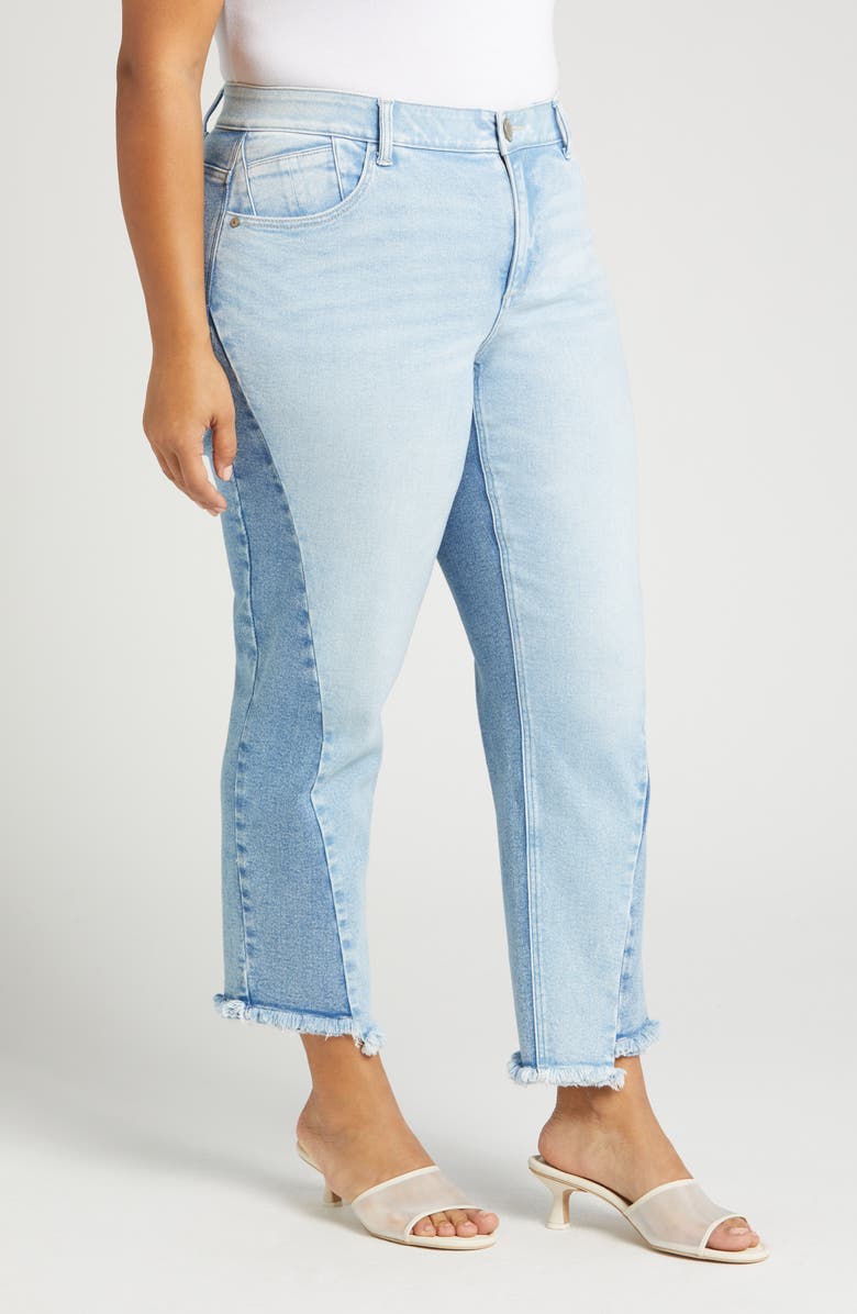 Wit & Wisdom 'Ab'Solution Frayed Twist Seam High Waist Straight Leg Jeans, Alternate, color, 