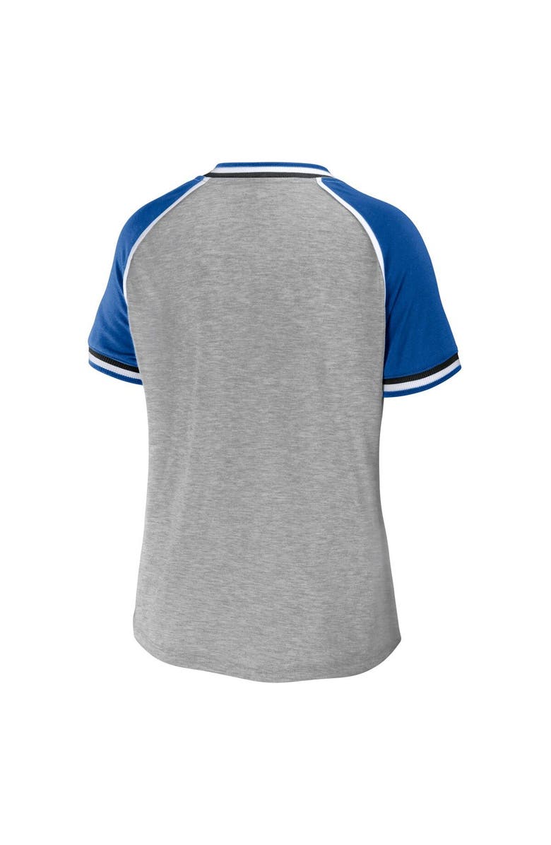 WEAR by Erin Andrews Women's WEAR by Erin Andrews Heather Gray Indianapolis Colts Cropped Raglan Throwback V-Neck T-Shirt, Alternate, color, Heather Gray