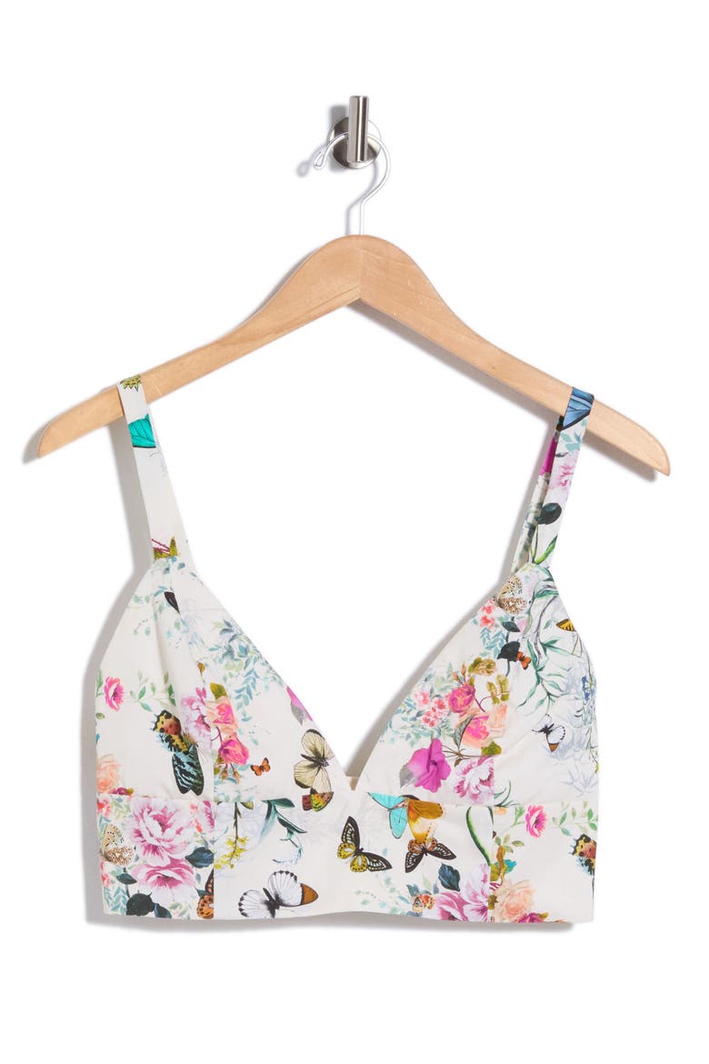 Kaori V Neck Bralette Top, Alternate, color, V WH M CHARONDA BUTTERFLY