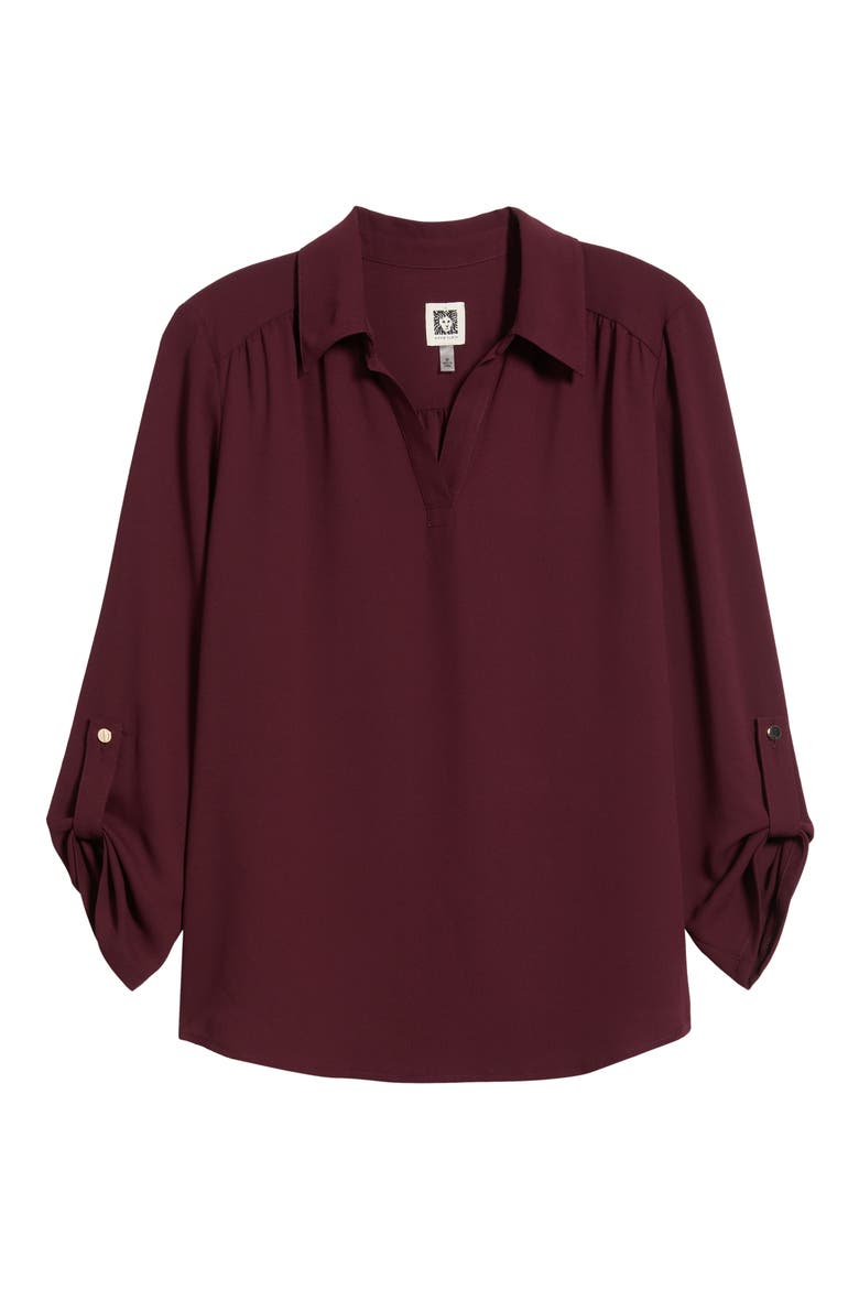 Roll-Tab Cuff Top, Alternate, color, BAROLO