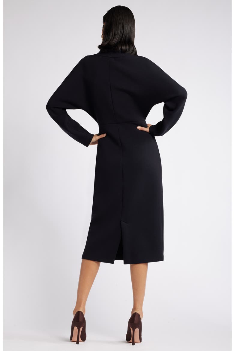 Mock Neck Midi Dress, Alternate, color, BLACK