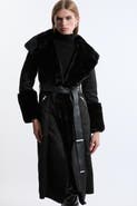 Karen Millen Faux Shearling Belted Midi Coat