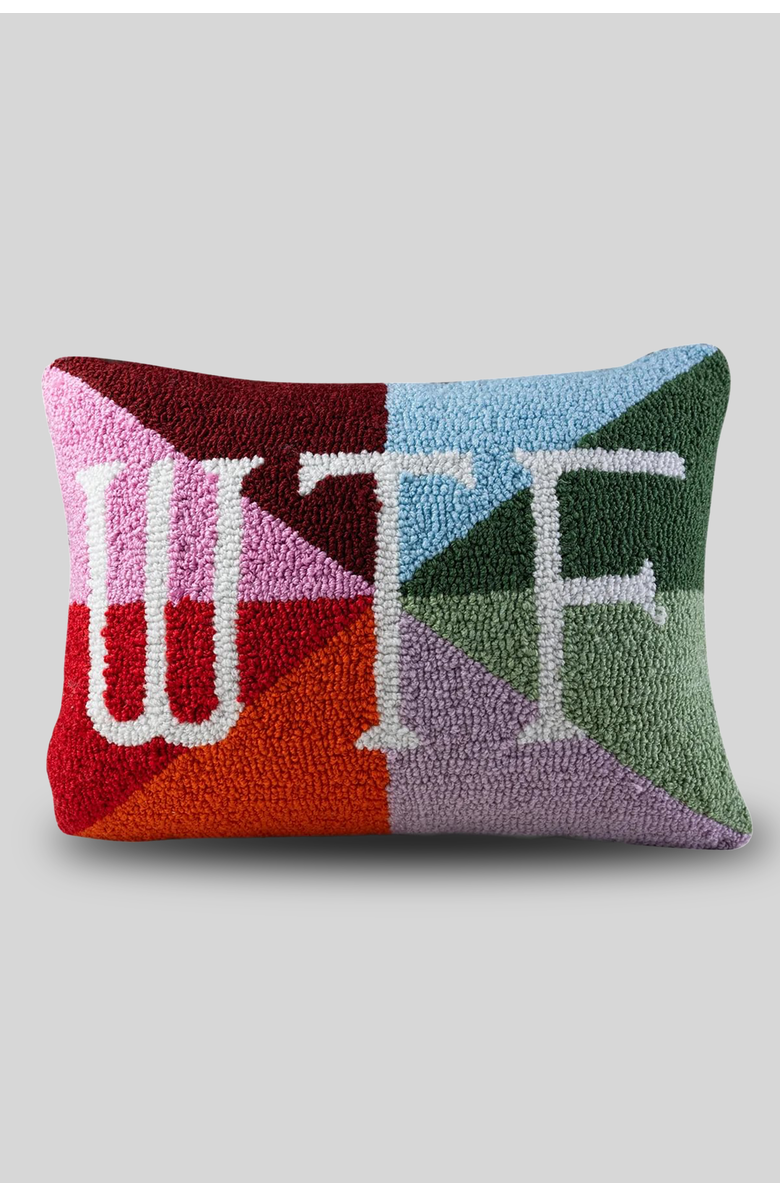 Furbish WTF Pillow, Main, color, Red, Burgundy, Multi