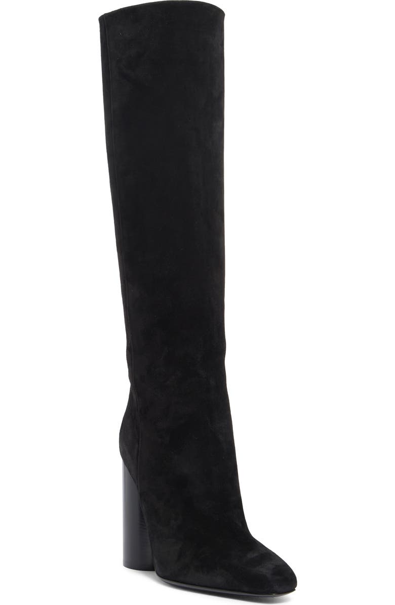 FERRAGAMO Pampero Suede Tall Boot, Main, color, Black