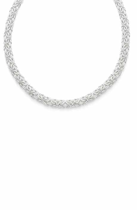 FZN Sterling Silver Byzantine Chain Necklace