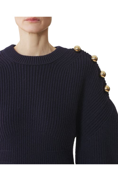 Lanvin Ribbed-knit Button-detail Sweat In Black
