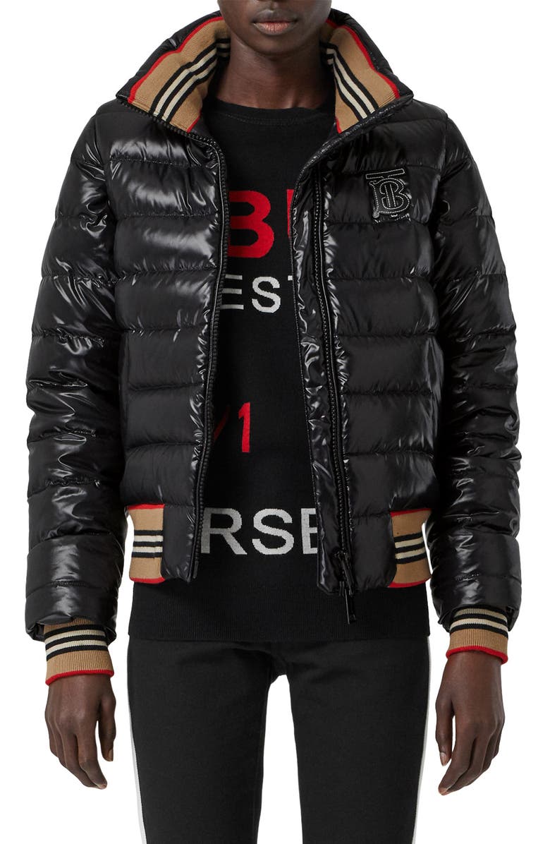 Burberry Hessle Detachable Sleeve Icon Stripe Down Puffer Jacket, Main, color, 