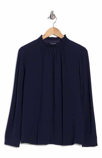 Gathered High Neck Silk Top