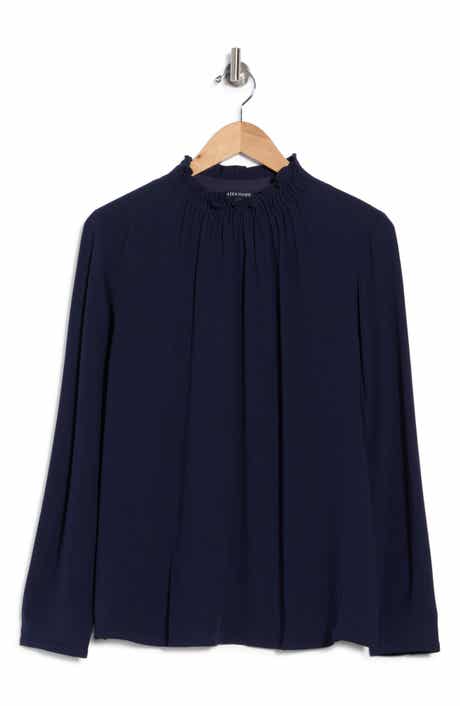 Gathered High Neck Silk Top